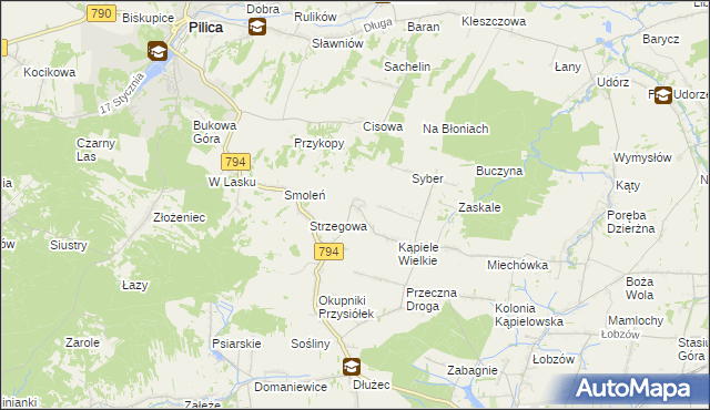mapa Kąpiołki, Kąpiołki na mapie Targeo