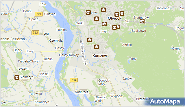 mapa Karczew powiat otwocki, Karczew powiat otwocki na mapie Targeo