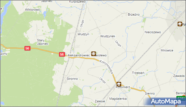 mapa Karolewo gmina Dobrcz, Karolewo gmina Dobrcz na mapie Targeo