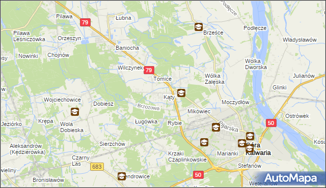 mapa Kąty gmina Góra Kalwaria, Kąty gmina Góra Kalwaria na mapie Targeo