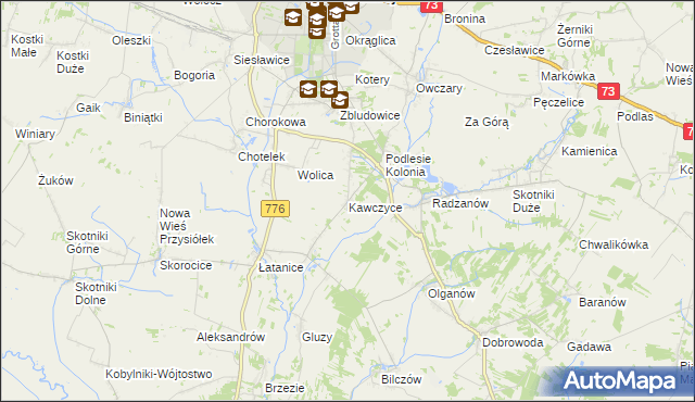 mapa Kawczyce, Kawczyce na mapie Targeo