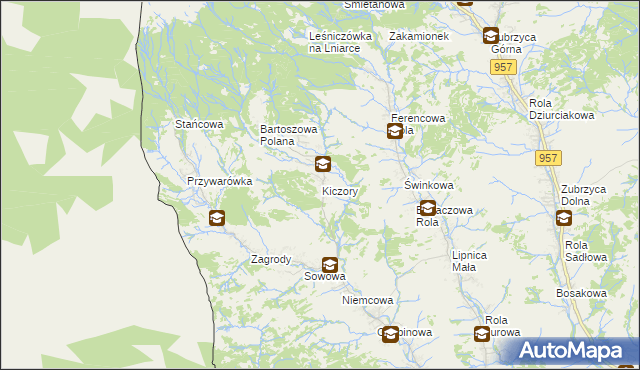 mapa Kiczory, Kiczory na mapie Targeo