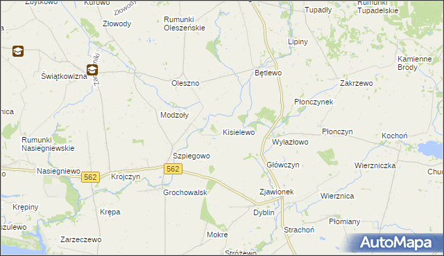 mapa Kisielewo gmina Dobrzyń nad Wisłą, Kisielewo gmina Dobrzyń nad Wisłą na mapie Targeo