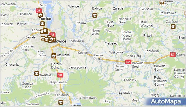 mapa Klecza Dolna, Klecza Dolna na mapie Targeo