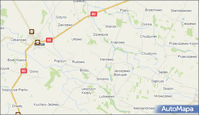 mapa Kleniewo gmina Bielsk, Kleniewo gmina Bielsk na mapie Targeo