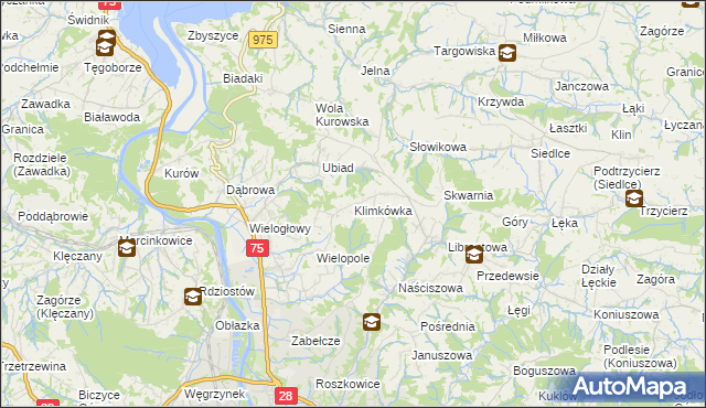 mapa Klimkówka gmina Chełmiec, Klimkówka gmina Chełmiec na mapie Targeo