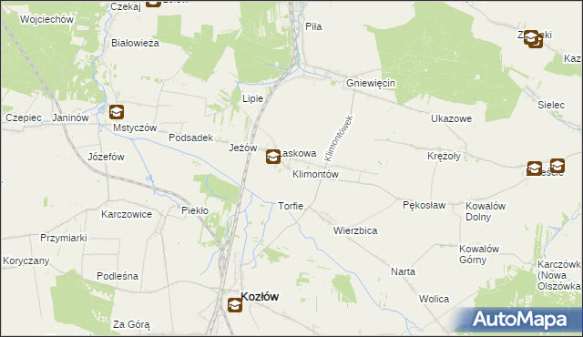 mapa Klimontów gmina Sędziszów, Klimontów gmina Sędziszów na mapie Targeo