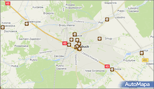 mapa Kłobuck, Kłobuck na mapie Targeo