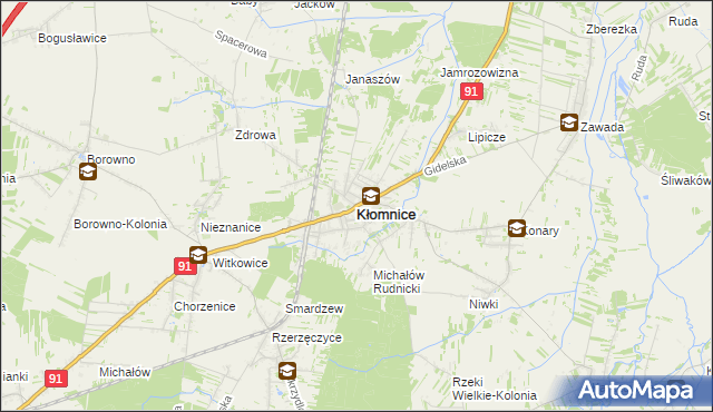 mapa Kłomnice, Kłomnice na mapie Targeo