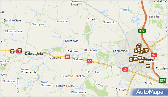 mapa Kluczewo gmina Płońsk, Kluczewo gmina Płońsk na mapie Targeo