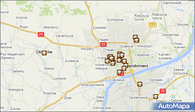 mapa Kobierniki gmina Samborzec, Kobierniki gmina Samborzec na mapie Targeo