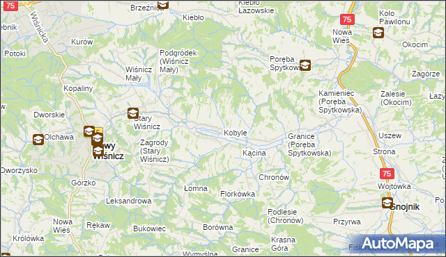 mapa Kobyle gmina Nowy Wiśnicz, Kobyle gmina Nowy Wiśnicz na mapie Targeo