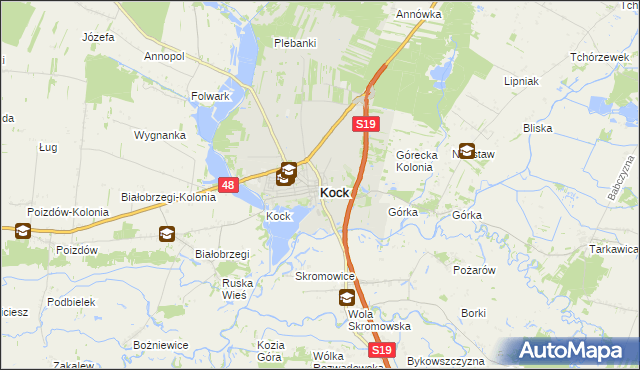 mapa Kock powiat lubartowski, Kock powiat lubartowski na mapie Targeo