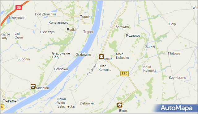 mapa Kokocko, Kokocko na mapie Targeo