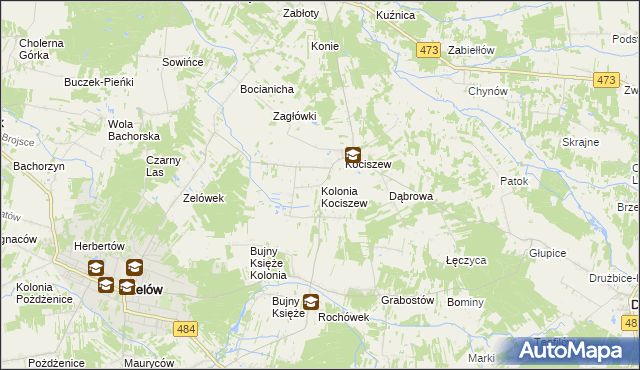 mapa Kolonia Kociszew, Kolonia Kociszew na mapie Targeo