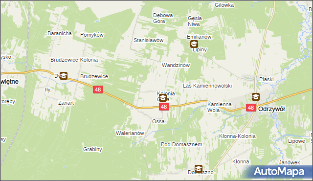 mapa Kolonia Ossa, Kolonia Ossa na mapie Targeo