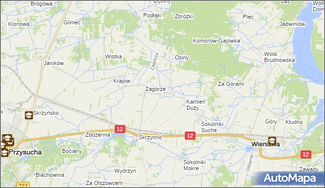 mapa Komorów gmina Wieniawa, Komorów gmina Wieniawa na mapie Targeo