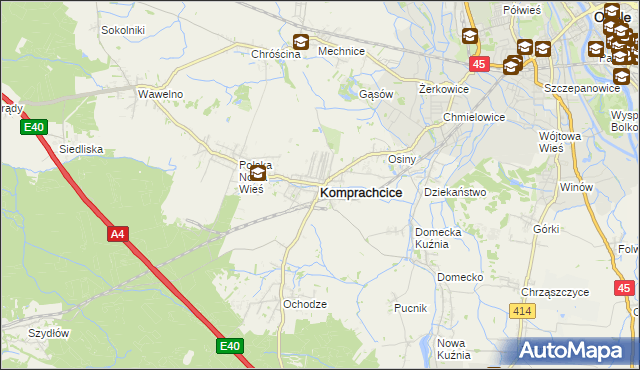 mapa Komprachcice, Komprachcice na mapie Targeo