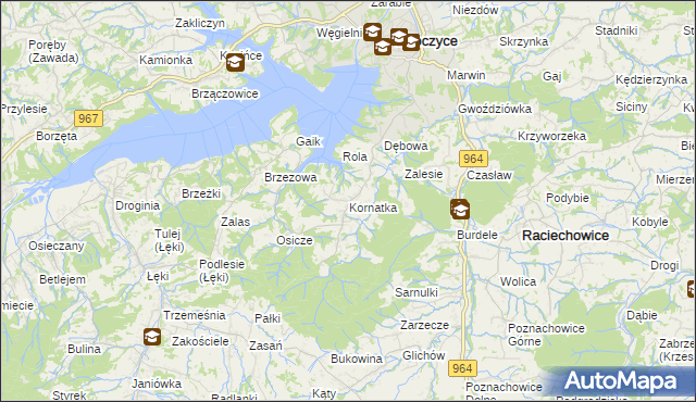 mapa Kornatka gmina Dobczyce, Kornatka gmina Dobczyce na mapie Targeo