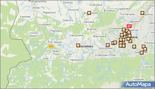 mapa Kościelisko, Kościelisko na mapie Targeo