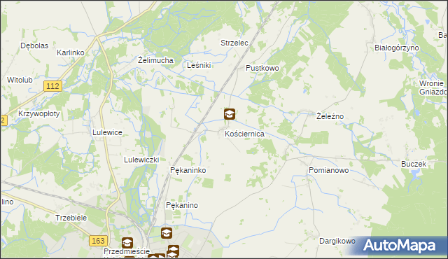 mapa Kościernica gmina Białogard, Kościernica gmina Białogard na mapie Targeo