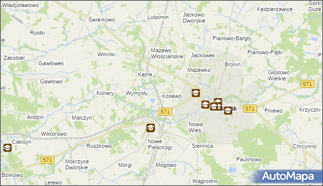 mapa Kosewo gmina Nasielsk, Kosewo gmina Nasielsk na mapie Targeo