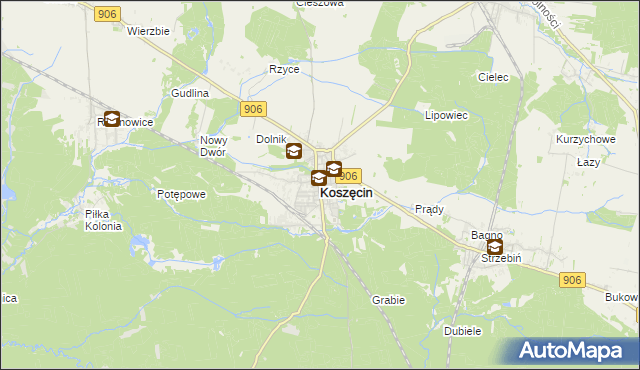 mapa Koszęcin powiat lubliniecki, Koszęcin powiat lubliniecki na mapie Targeo