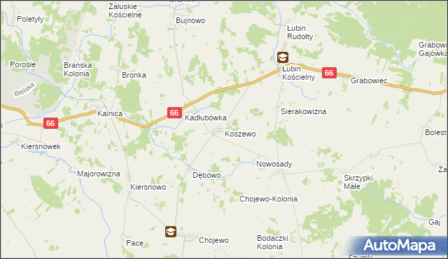 mapa Koszewo gmina Brańsk, Koszewo gmina Brańsk na mapie Targeo