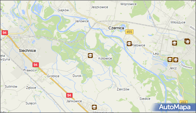 mapa Kotowice gmina Siechnice, Kotowice gmina Siechnice na mapie Targeo