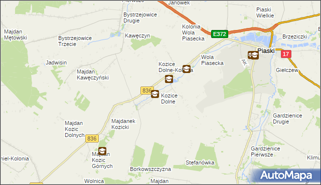 mapa Kozice Dolne, Kozice Dolne na mapie Targeo