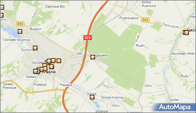 mapa Kraśnik powiat kraśnicki, Kraśnik powiat kraśnicki na mapie Targeo