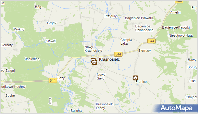 mapa Krasnosielc, Krasnosielc na mapie Targeo