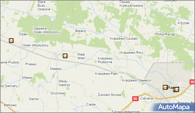 mapa Kraszewo Podborne, Kraszewo Podborne na mapie Targeo