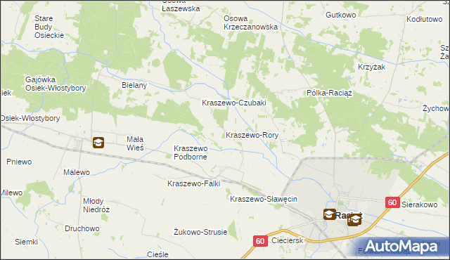 mapa Kraszewo-Rory, Kraszewo-Rory na mapie Targeo