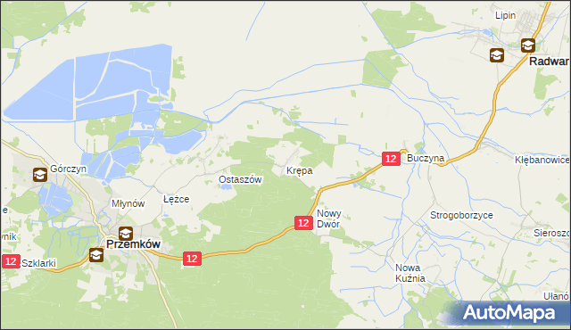 mapa Krępa gmina Przemków, Krępa gmina Przemków na mapie Targeo