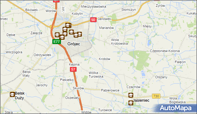 mapa Krobów, Krobów na mapie Targeo