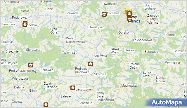 mapa Królówka gmina Nowy Wiśnicz, Królówka gmina Nowy Wiśnicz na mapie Targeo