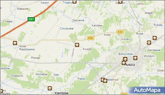 mapa Krusze gmina Klembów, Krusze gmina Klembów na mapie Targeo