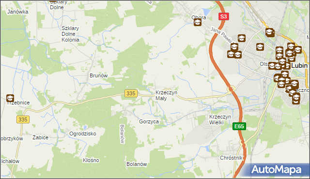 mapa Krzeczyn Mały, Krzeczyn Mały na mapie Targeo