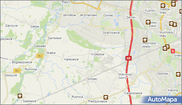 mapa Krzeptów, Krzeptów na mapie Targeo