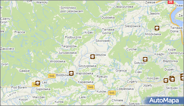 mapa Krzeszów gmina Stryszawa, Krzeszów gmina Stryszawa na mapie Targeo