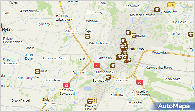 mapa Kuznocin gmina Sochaczew, Kuznocin gmina Sochaczew na mapie Targeo