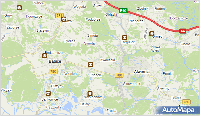 mapa Kwaczała, Kwaczała na mapie Targeo