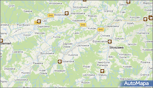 mapa Lachowice, Lachowice na mapie Targeo