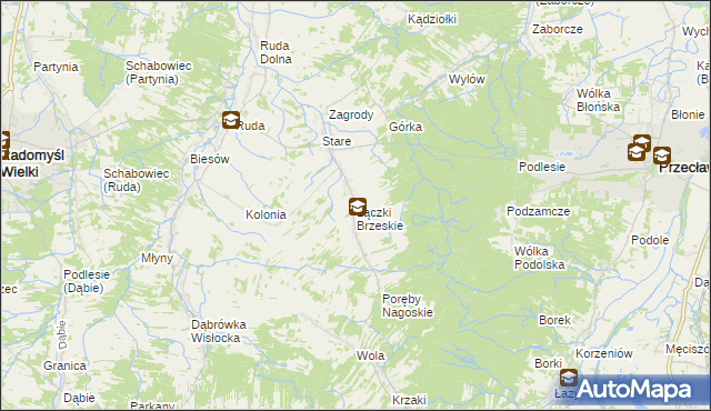 mapa Łączki Brzeskie, Łączki Brzeskie na mapie Targeo