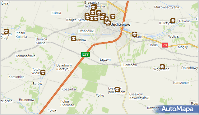 mapa Łączyn, Łączyn na mapie Targeo