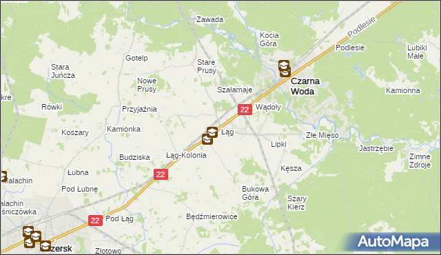 mapa Łąg, Łąg na mapie Targeo