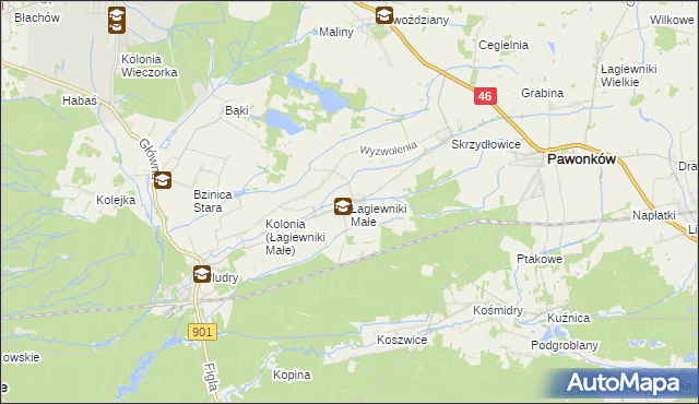 mapa Łagiewniki Małe, Łagiewniki Małe na mapie Targeo