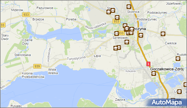 mapa Łąka gmina Pszczyna, Łąka gmina Pszczyna na mapie Targeo