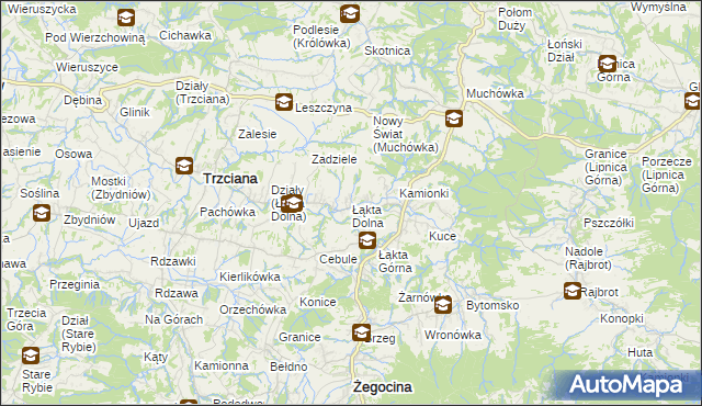 mapa Łąkta Dolna, Łąkta Dolna na mapie Targeo